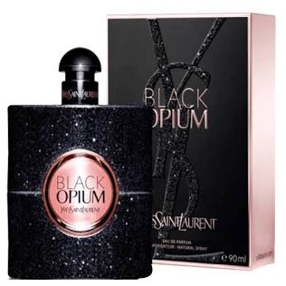 The iconic textured bottle of YSL Black Opium, AI generated