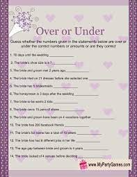 Over Or Under Bridal Shower Game Printable In Purple And Taupe Colors Http Marinagalleryfineart Com 13 Bridal Shower Games Wedding Shower Games Bridal Shower