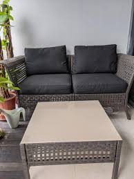 Ikea coffee table side set for 2 black brown color furniture on carou 37 and easy ways to make your stuff look expensive apartment decor lack vittsjo of tables chairs vittsjö nesting glass 35 3 8x19 5 8 home living room 10 best kitchen dining sets small space from trulstorp white 45 1 4x27 makeover. Outdoor Sofa Chair Table Set Ikea Kungsholmen Cushion Furniture Sofas On Carousell