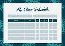 Teal And White Tropical Class Schedule Class Schedule Template Study Planner Printable School Schedule Maker