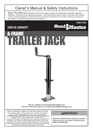 Capacity drop leg heavy duty electric trailer jac. Haul Master 61622 Item 61622 2000 Lb Capacity Drop Leg A Frame Trailer Jack Owner S Manual Manualzz