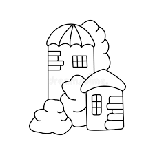 The jesus and zacchaeus coloring page printable will teach your kids what zacchaeus is, how zacchaeus repents, and the related to zacchaeus story in bible. Hand Drawn Houses And Trees Coloring Pages Coloring Book For Children Black And White Background Vector Stock Illustration Illustration Of Print Bushes 168558835