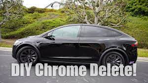 A chrome delete is a special type of vinyl wrap that allows you to hide the chrome trim of your vehicle. Tesla Model X Chrome Delete With Plasti Dip Youtube