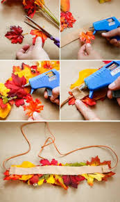Basteln Mit Blattern Diy Deko Heissklebepistole Seil Stoff Blatter Herbstdeko Basteln Herbst Herbstbastelprojekte Diy Blatter