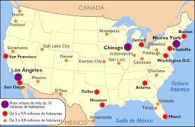 El mapa de américa ofrece una visión general de los estados unidos de américa con los estados y las ciudades. File Mapa Ciudades Usa Svg Wikimedia Commons