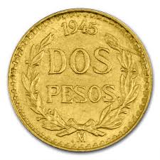 Auch auf dieser seite der münze ist die zinnenartige umrandung zu sehen. 2 Pesos Estados Unidos Mexicanos Adler Mit Schlange Mexiko Goldmunze 1945 Aurofix Goldkauf24 Berlin