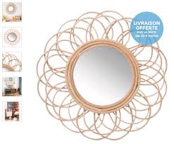 Miroir Rond En Rotin D 50 Cm Vintage Round Mirrors Mirror Designs Bamboo Mirror
