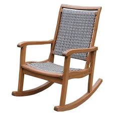 Outdoor Interiors Grey Wicker And Eucalyptus Outdoor Rocking Chair 21095rcg The Home Depot In 2020 Patio Rocking Chairs Wicker Rocking Chair Outdoor Rocking Chairs