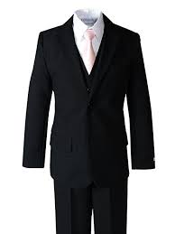 Amazon Com Spring Notion Big Boys Modern Fit Dress Suit Set 20 Black W Blush Pink Tie Clothing Black Suit Wedding Royal Blue Tie Blue Black Suit
