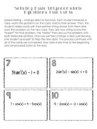 Solving Basic Trigonometric Equations Task Cards Free Download As Pdf File Pdf Text File Txt Or Read Online For F Task Cards Equations Online Teaching