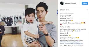A baby face is an example of something that is angelic.#songhyekyo #suecommabonnie cto~. Song Joong Ki Posts Picture With Boy Playing His Son In Descendants Of The Sun 2