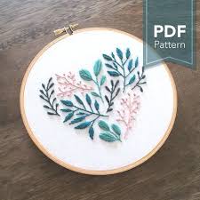 Pattern leaves leaf nature floral design background autumn foliage flowers. Floral Leaf Heart Digital Pdf Hand Embroidery Pattern Has Been Designed For A 6 Inch Hoop This Pd Modern Embroidery Hand Embroidery Pattern Crewel Embroidery