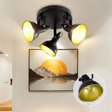 Drosbey 36w led ceiling light fixture, 13in flush mount light fixture, ceiling lamp for bedroom, kitchen, bathroom, hallway, stairwell, super bright 3200 lumens, 5000k daylight white: Buy Dllt Industrial Track Lighting Kit 3 Light Flush Mount Wall Spotlights Farmhouse Track Lamp Multi Directional Black Ceiling Light Fixture For Hallway Kitchen Living Room Bedroom E12 Base Online In Indonesia B08hd8n7sg