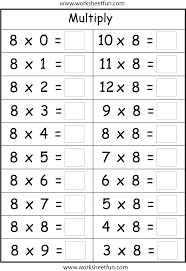 2 3 4 5 6 7 8 9 10 Multiplication Basic Facts 2 3 4 5 6 7 8 9 Times Tables Eight Worksheets Work Math Fact Worksheets Addition Kindergarten Free Addition Worksheets
