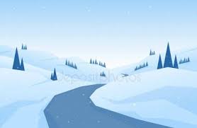 Winter Snowy Flat Cartoon Mountains Landscape With Road Hills And Pines Christ Ad Cartoon Mountai Cartoon Mountain Mountain Landscape Winter Landscape