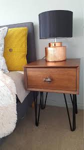 Walnut Bedside Table Drawer Nightstand Hairpin Legs Etsy Walnut Bedside Table Bedside Table Drawers Drawer Nightstand