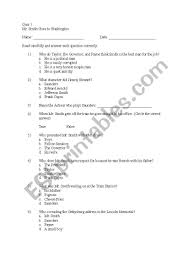Photograph from a private collection. English Worksheets Mr Smith Goes To Washington Quiz 1