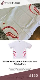 Brand New Bape T Shirt Pink Camo Flame Side Shark In 2020 Bape T Shirt Pink Camo Bape Shirt