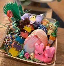 From bunny cakes and cupcakes to fruity sweets, our easter desserts will please every bunny! A Million Mouthfuls Catering Easter Sweets Box 40 00 Clear Top Kraft Box Filled With Sweet Easter Treats Including Four Fresh Baked Marbleized Egg Shaped Sugar Cookies Chocolate And Candy Dipped