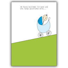 Lustige Babykarte Mit Kinderwagen Und Spruch Zur Geburt Eines