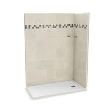 Maax Utile Stone 32 In X 60 In X 83 5 In Corner Shower Stall In Sahara With Right Drain Base In White 106132 000 001 100 Corner Shower Kits Corner Shower Stalls Shower Kits