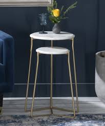 Kids arlo white and gold nightstand. Trio White Marble Set Of 2 Round Side Tables Cfs Furniture Uk