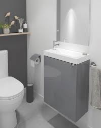 If You Have A Small Bathroom Then B Q S Imandra Collection Is The Ideal Solution This Grey G Small Downstairs Toilet Small Bathroom Makeover Small Toilet Room