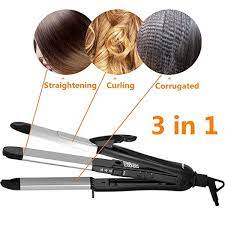 Amazon Com Fosto Hair Straightener And Curler 3 In1 Ceramic Hair Curling Iron Amp Hair Straig Hair Crimper Curling Iron Hairstyles Hair Straightening Iron