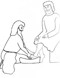 Jesus washes feet coloring page. Bible Story Coloring Page For Jesus Teaches About Footwashing Free Bible Stories For Children