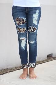 Denim Jeans With Leopard Patches Fashion Cool Outfits Clothes