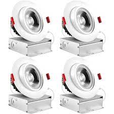 How many recessed lights do you need for a wall of pictures? Luxrite 4 Inch Led Gimbal Recessed Light With Junction Box 11w 5000k Bright White 1000 Lumens 4 Pack Walmart Com Walmart Com