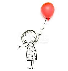 Drawing Objects Little Girl With Balloon Its A Girl Balloons Girl Holding Balloons Little Girl Drawing