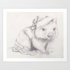 Christmas In Australia Wombat Art Print Watercolor Christmas Art Christmas In Australia Kangaroo Drawing