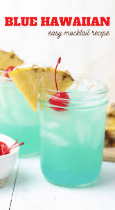 Blue Hawaiian Mocktail Recipe Mocktails Hawaiian Drinks Easy Mocktail Recipes