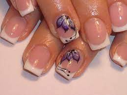 A cute looking french nail design ensemble, the nails use a clear polish as base then on top is a thick layer of white polish for the french tips. Glossy Nails Google French Manicure Acrylic Nails Toe Nail Flower Designs Flower Nails