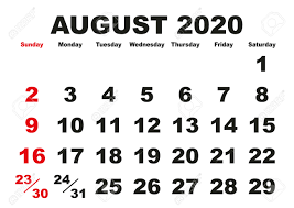 2021 wall calendars for free download available as free printable calendar. 2020 Calendar August Month Vector Printable Calendar Monthly Royalty Free Cliparts Vectors And Stock Illustration Image 131534552
