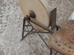 Maybe you would like to learn more about one of these? Primitive Sharpening Stone Grinding Wheel Pedal Operated Property Peddler