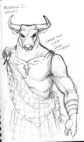 The Minotaur Fantasiezeichnungen Charakterdesign Minotaurus