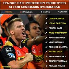 Sunrisers hyderabad opener jonny bairstow got out hit wicket in an unfortunate manner after destroying the mumbai indians bowlers at ma however, he got out hit wicket while attempting a shot off krunal pandya's bowling in the eighth over of the srh innings. Ipl 2020 Uae Strongest Predicted 11 Of Sunrisers Hyderabad Srh