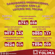 Los resultados también son informados en las redes. Resultados Sorteo 3893 25 De Enero Loteria Del Tolima Facebook