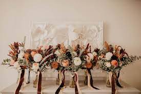 Mauve and light purple bouquets is another ideal choice for your light purple fall wedding! Blush Coral Rust Greenery Wedding Bouquets In 2020 Wedding Bridesmaid Bouquets Bridal Bouquet Fall Bridesmaid Flower Bouquet