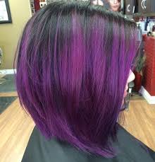 Black Bob With Reddish Purple Balayage Hair Styles Lavender Hair Ombre Hair Color Purple