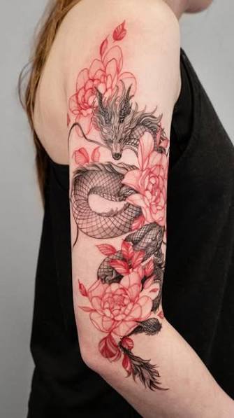 Red Dragon Arm Tattoo