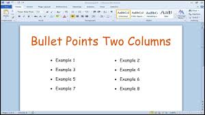How To Create Bullet Points In Two Columns Microsoft Word