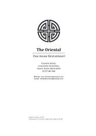 919 north 18th st, philadelphia, pa 19130. Menu The Oriental Pan Asian Restaurant