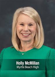 Congratulations to Holly McMillan of Myrtle Beach High! She has been  selected as one of the five Finalists for HCS Support Staff of the Year.  Stay tuned to our social media today