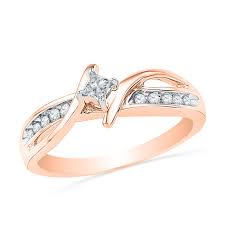 Rose gold princess cut promise rings. 1 5 Ct T W Princess Cut Diamond Bypass Promise Ring In 10k Rose Gold Gordon S Jewelers