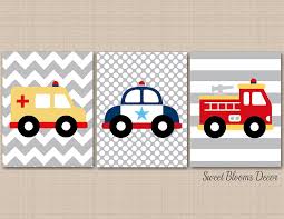 Transportation Nursery Wall Art Rescue Vehicles Wall Art Fire Truck Police Car Ambulance Kids Wall Art Re Art Wall Kids Transportation Nursery Nursery Wall Art