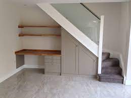 Under The Stairs Study Desk Space A Great Use Of Space For A Small Home Study Office Bespoke Design By Desk Under Stairs Staircase Storage Space Under Stairs