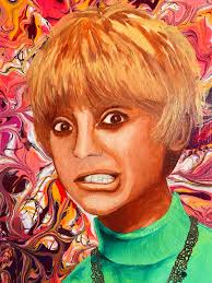 Original Portrait Painting Of Psychedelic Girl From The 60's